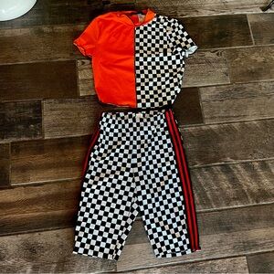 Fashion nova bike shorts Shein top checkered flag work out M